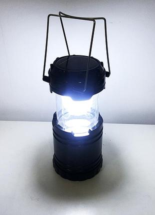 Туристический фонарь-лампа на солнечной батарее с павербанком camping mh-5800t (6+1 led) black