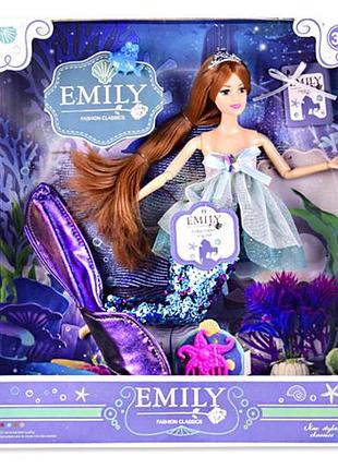 Кукла "emily" qj092c русалка с аксессуарами, шарнирная, в коробке 28,5*6,5*32,5 см