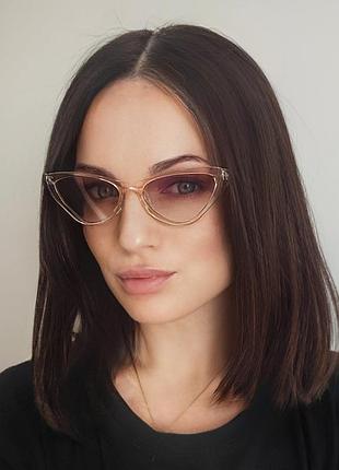Женские очки cat eye в прозрачной оправе + чехол и салфетка | стильный комплект