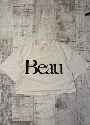 H&m кроп футболка beau оверсайз білий котон s стан відмінний