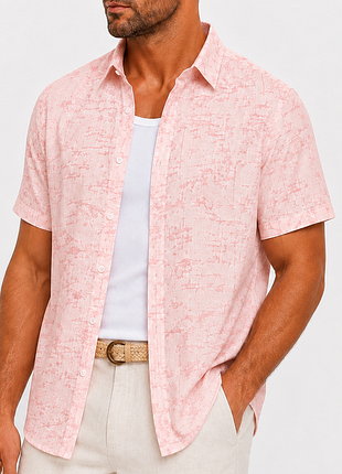 Мужская рубашка с коротким рукавом 100% cotton розовая премиум свободная s m l xl