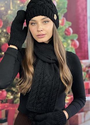 Комплект «дюран» (шапка, шарф, рукавицы)(4601-16) braxton черный 56-59