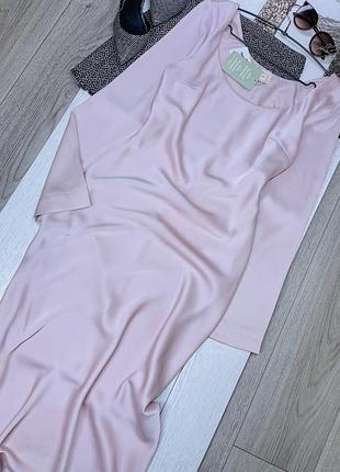 Нова вечірня сукня h&m m довге плаття комбінація сатинова сукня пудрова з розрізом на нозі