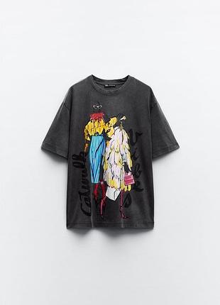 Сіра футболка в стилі грандж zara