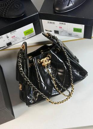 Сумка мішечок chanel 22 см mini чорна