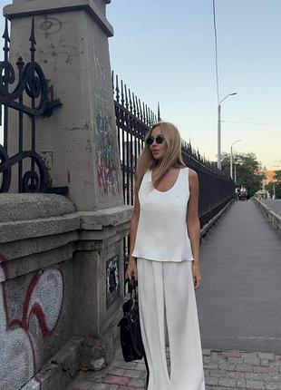 Сатиновый костюм топ и брюки штаны