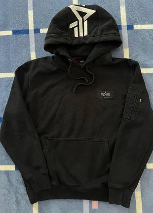 Чоловіче худі alpha industries big logo чорне
