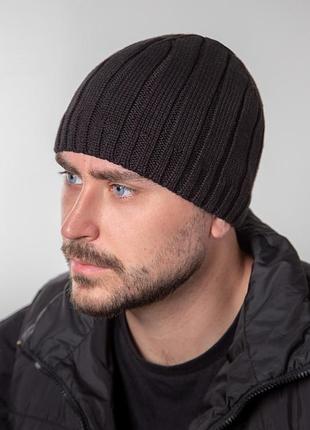 Шапка біні чоловіча в'язана braxton "варг" на флісі (5517) braxton чорний 56-59