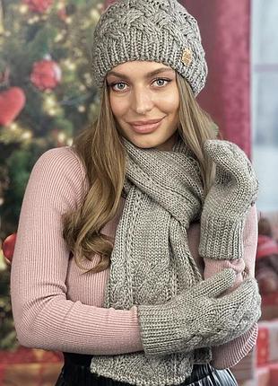 Комплект «дюран» (шапка, шарф, рукавицы)(4601-16) braxton темный кофе 56-59