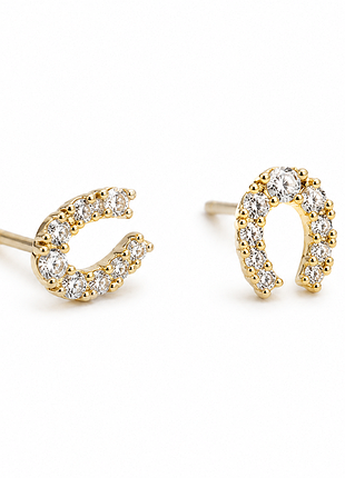 Сережки-пусети зі срібла s925 з позолотою 14k і цирконієм aaa