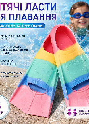 🏊 дитячі силіконові ласти azuunye для плавання та тренувань у басейні, розмір s