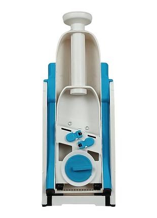 Измельчитель овощей safe slice mandoline ручная овощерезка с контейнером голубой