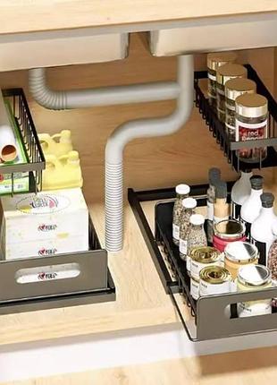 Стеллаж-сушилка двухярусная для посуды или моющих средств storage rack and-103 черная top shop ua_