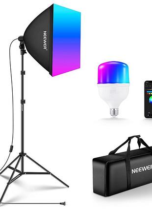 Комплект студийного света neewer nk300 24w (софтбокс 60*60см, лампа 24вт 5700к, устойчивая 200см)