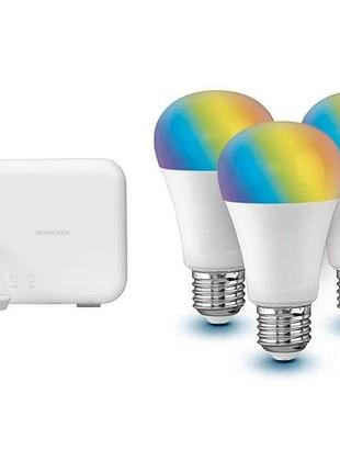 Стартовый комплект разумного освещения livarno home zigbee smart home – шлюз gateway + 3 led лампы e27 + пульт