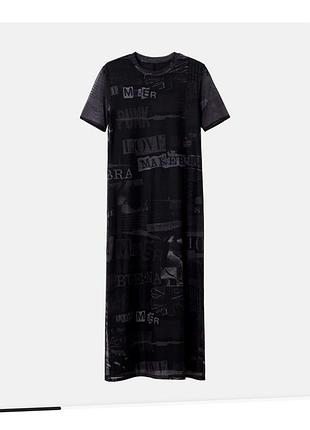 🖤 desigual сукня міді із сітки з графічним принтом