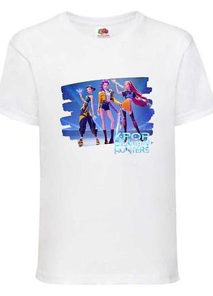 Футболка кейпоп охотницы на демонов (k-pop demon hunters 006) белая, 104-116-128-140-152-164 размер