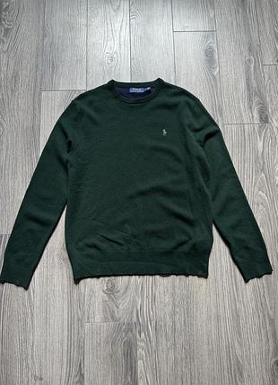 Мʼякий вовняний светр зеленого кольору polo ralph lauren