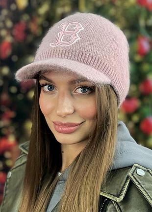 Пухнаста тепла бейсболка «simbol» (4955-2) braxton темна пудра 56-59