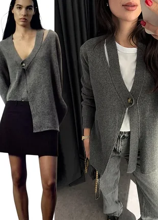 Zara new кардиган із змішаної вовни з кашеміром трикотажний жакет м - s кофта