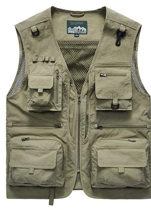Жилет для охоты, рыбалки, туристов 2xl хаки 02114