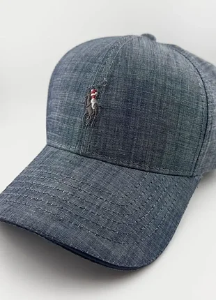 Кепка бейсболка polo летняя из натурального льна, синяя, мужская