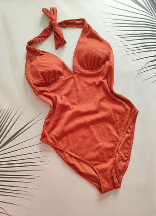 🧡 Слитный купальник утяжка в рубчик с паралоновыми вкладышами от primark