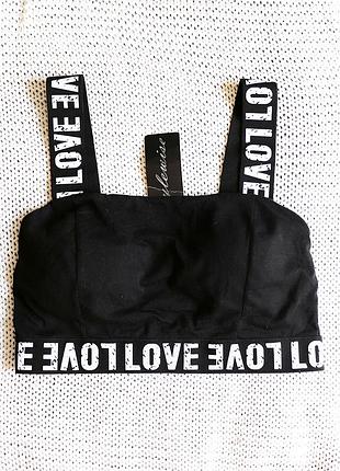 Новий чорний топ love, італія, розмір l