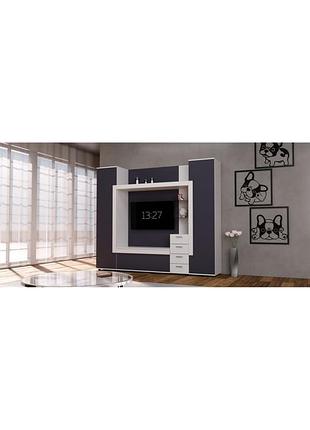 Стенка в гостиную под тв exo-1, белый+антрацит, 2160х420х1850