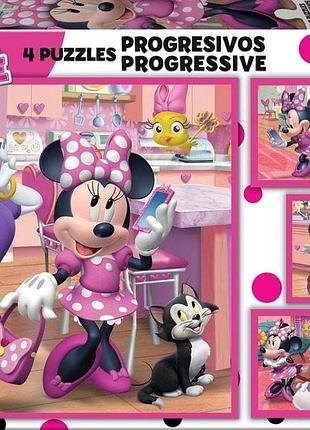 Дитячі пазли educa disney minnie progressive 4 в 1 (12, 16, 20, 25 елементів), розвиваючий набір