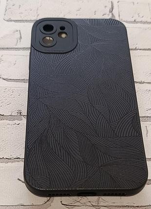 Чехол для iphone 11, черный, soft touch leaf, силиконовый tpu