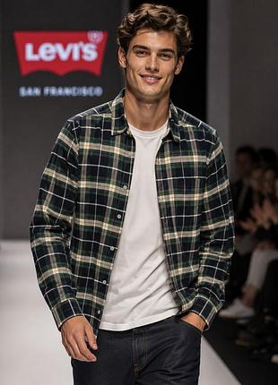 Сорочка чоловіча levi's зелена в клітинку s бавовна