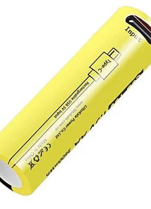 Аккумулятор li-ion liitokala usb-t36 aa (4500) 2400mah type-c желтый