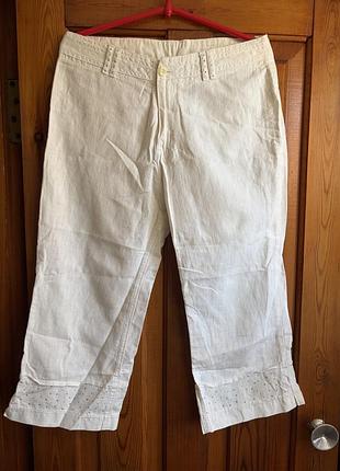Белые льняные женские бриджи lexus jeans