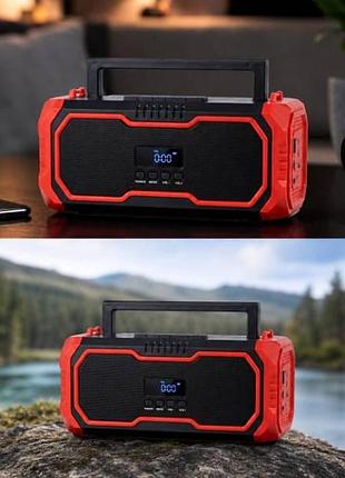 Колонка портативная аккумуляторная с микрофоном и фонариком bluetooth ts-5576 черная с красным