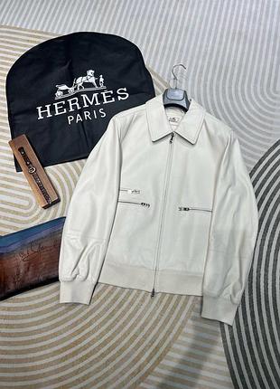Чоловіча куртка бомбер з натуральної шкіри hermes