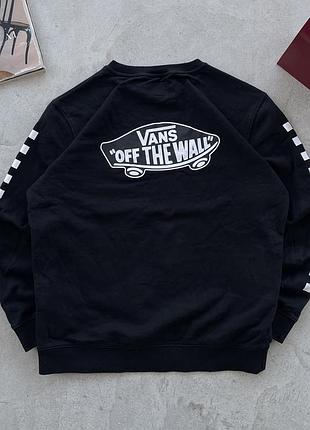 Світшот vans skateboarding check board утеплений флісом принт на спині і на рукавах скейтбордінг бренд чорного кольору
