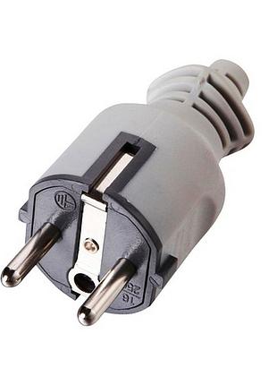 Вилка резиновая 16a/250v с заземлением серая (55028)