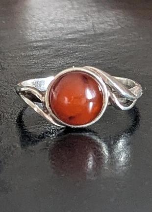 Серебряный набор с натуральным янтарем (каблочка и серьги), 925 проба