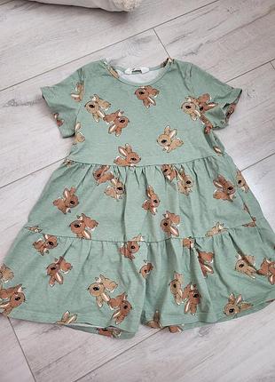 Платье с коротким рукавом с зайчиками h&amp;m 122/128