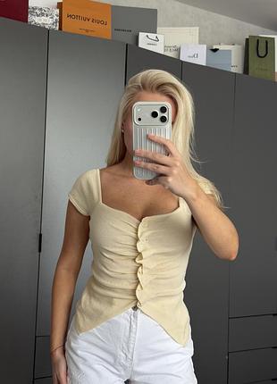 Кофта топ майка футболка zara butter yellow s
