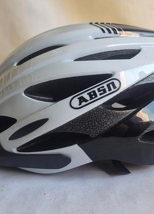Новый велосипедный шлем absn (white/black), р. 55-62 см с козырьком