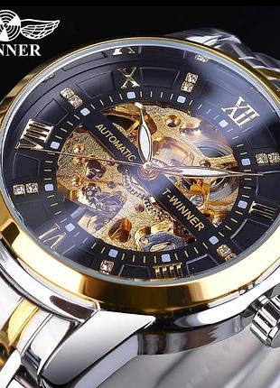 Чоловічий наручний механічний годинник winner skeleton gmt1193, віннер скелетон