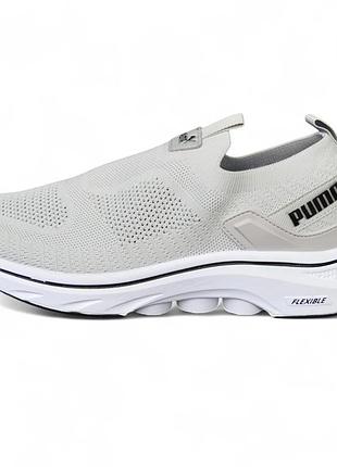 Puma gray white мокасины серые с белым