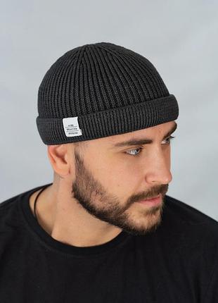 Мужская шапка с отворотом «монатик» (5506) braxton графит 56-59
