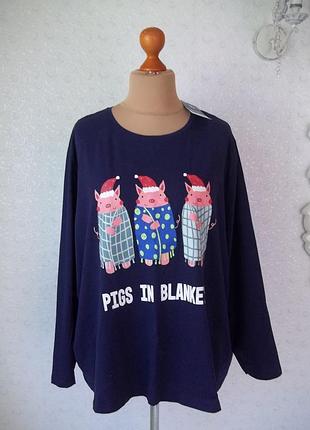 ( 3xl - 56 / 58 р ) tu женская пижамная кофта лонгслив свитшот хлопковая новая