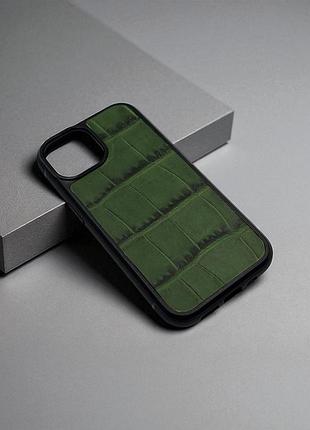 Чехол для iphone из натуральной итальянской кожи зеленый
