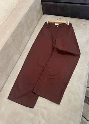 Лляні брюки крою wide leg