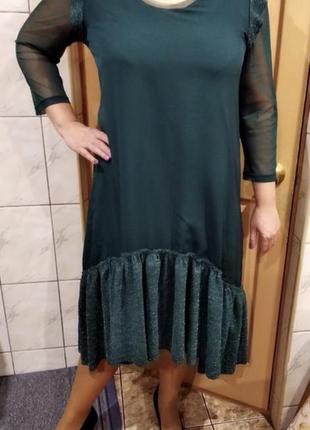 Шикарное платье бутылочного цвета - скидка 50%2 фото