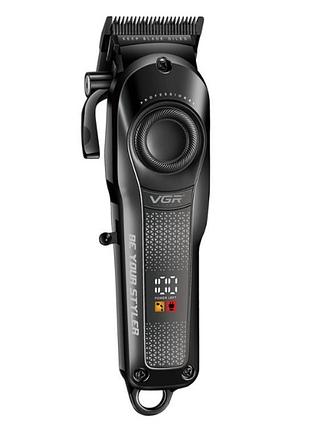 Машинка для стриження vgr v-170 professional hair clipper 6 насадок 1.5-13 мм led-дисплей акумуляторна 5 вт чорна